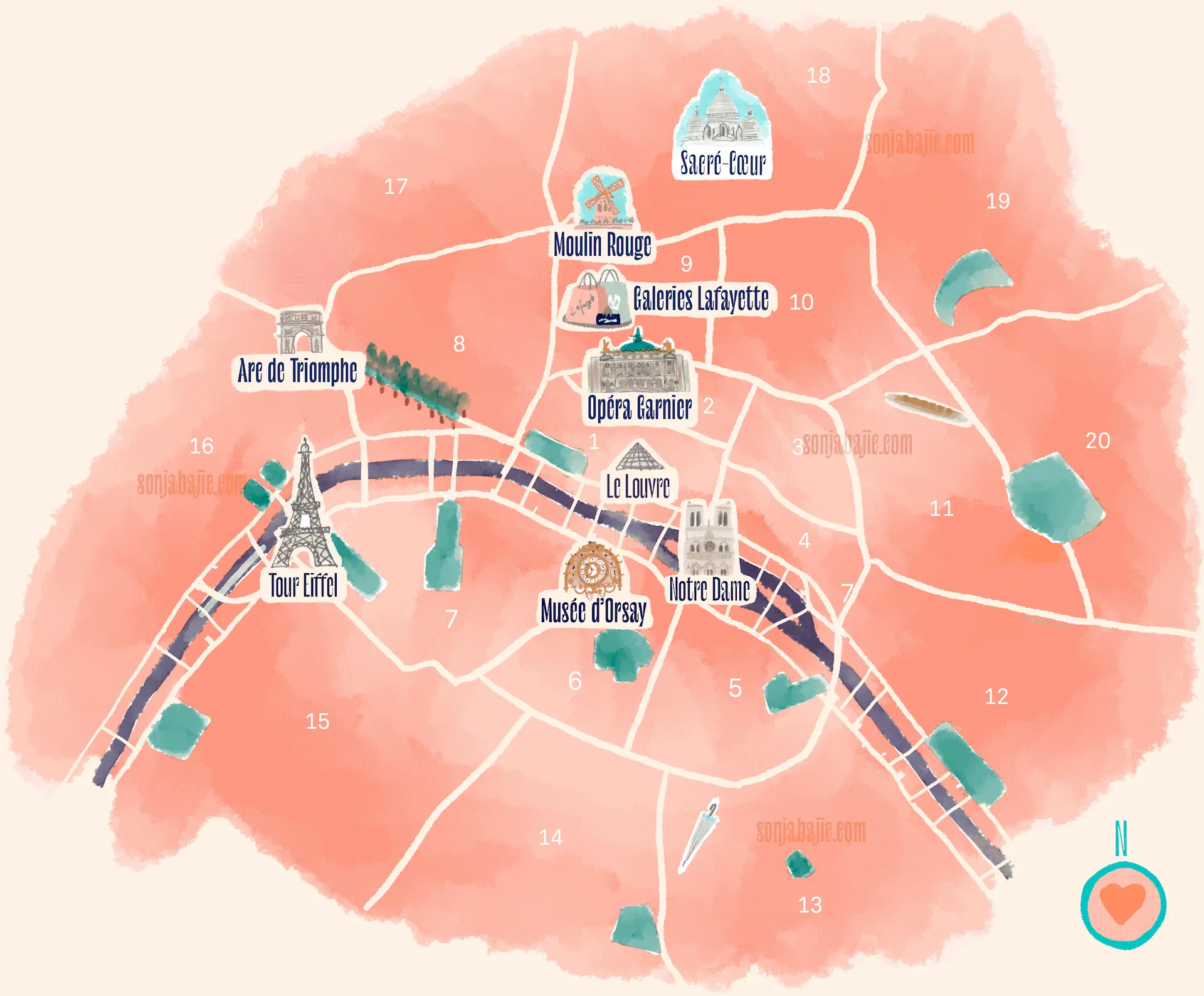 Map to DADOU Hotel – Paris 17, Arc de Triomphe